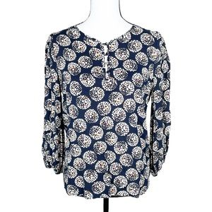 Anthropologie Maeve Navy Circle Print Blouse